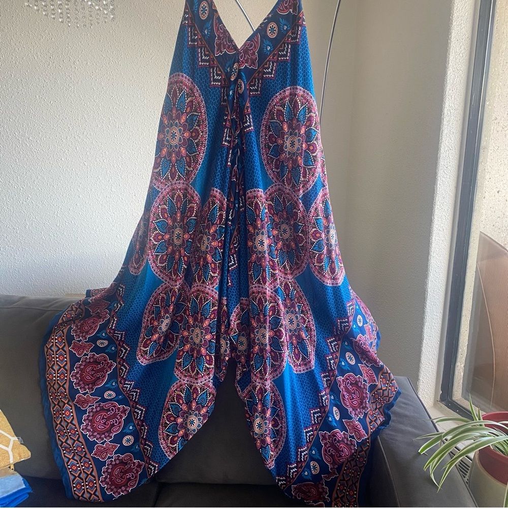 Boho Mandala Harem Drop Crotch Jumpsuit One Size Festival - Picture 7 of 8